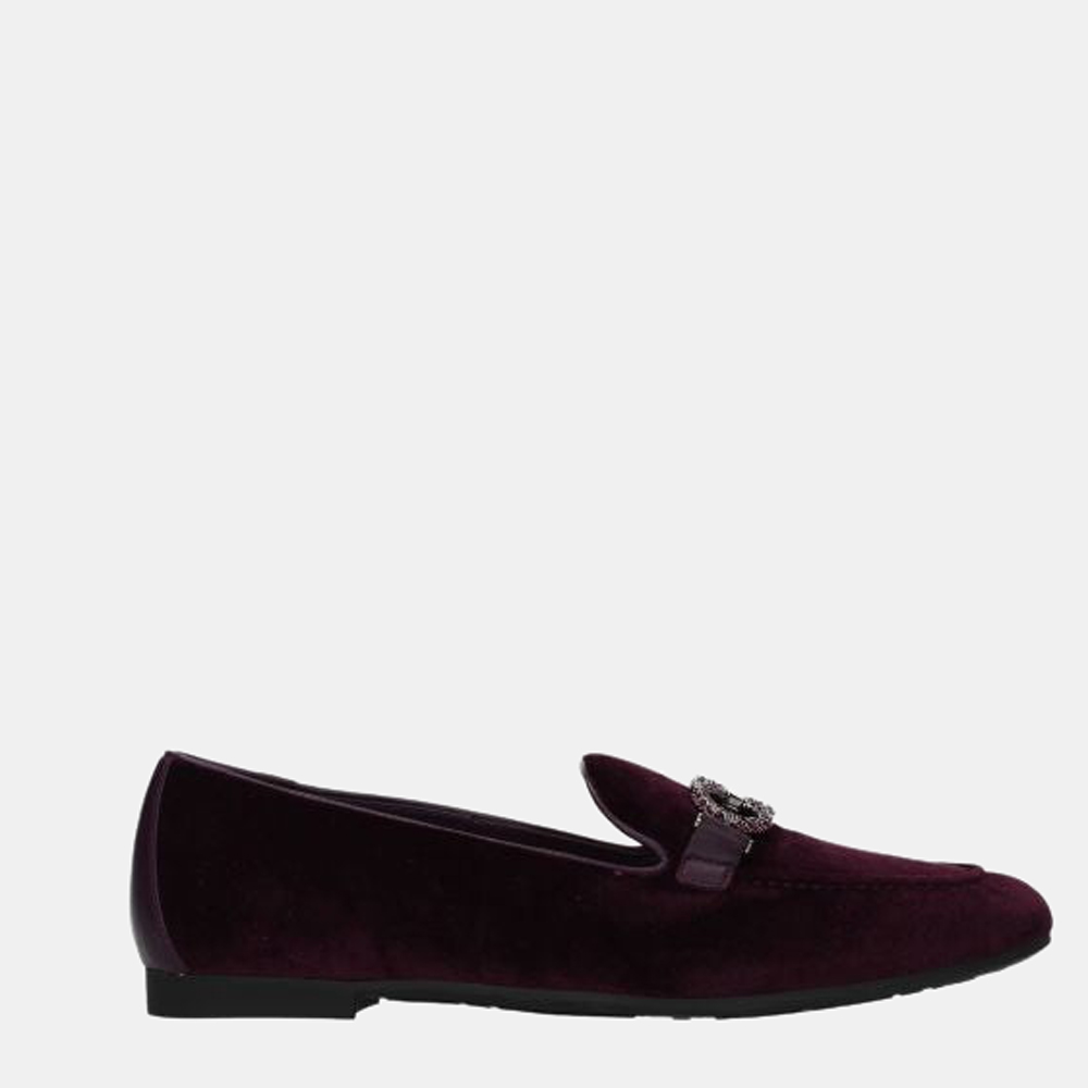 

Salvatore Ferragamo Red Leather Velvet Loafers Size US 8.5 EU