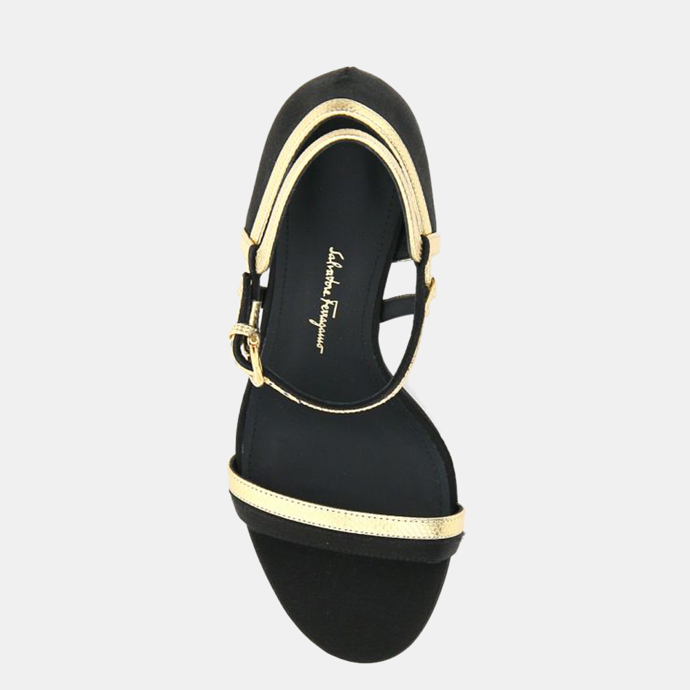 

Salvatore Ferragamo Black/Beige Summer Satin Sandals Size US 7.5 EU