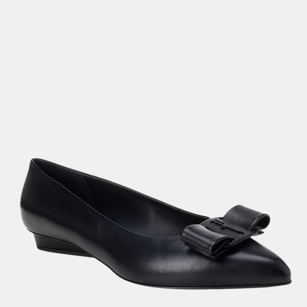 

Salvatore Ferragamo Black Leather Vara Blow Pumps Size US 10 EU