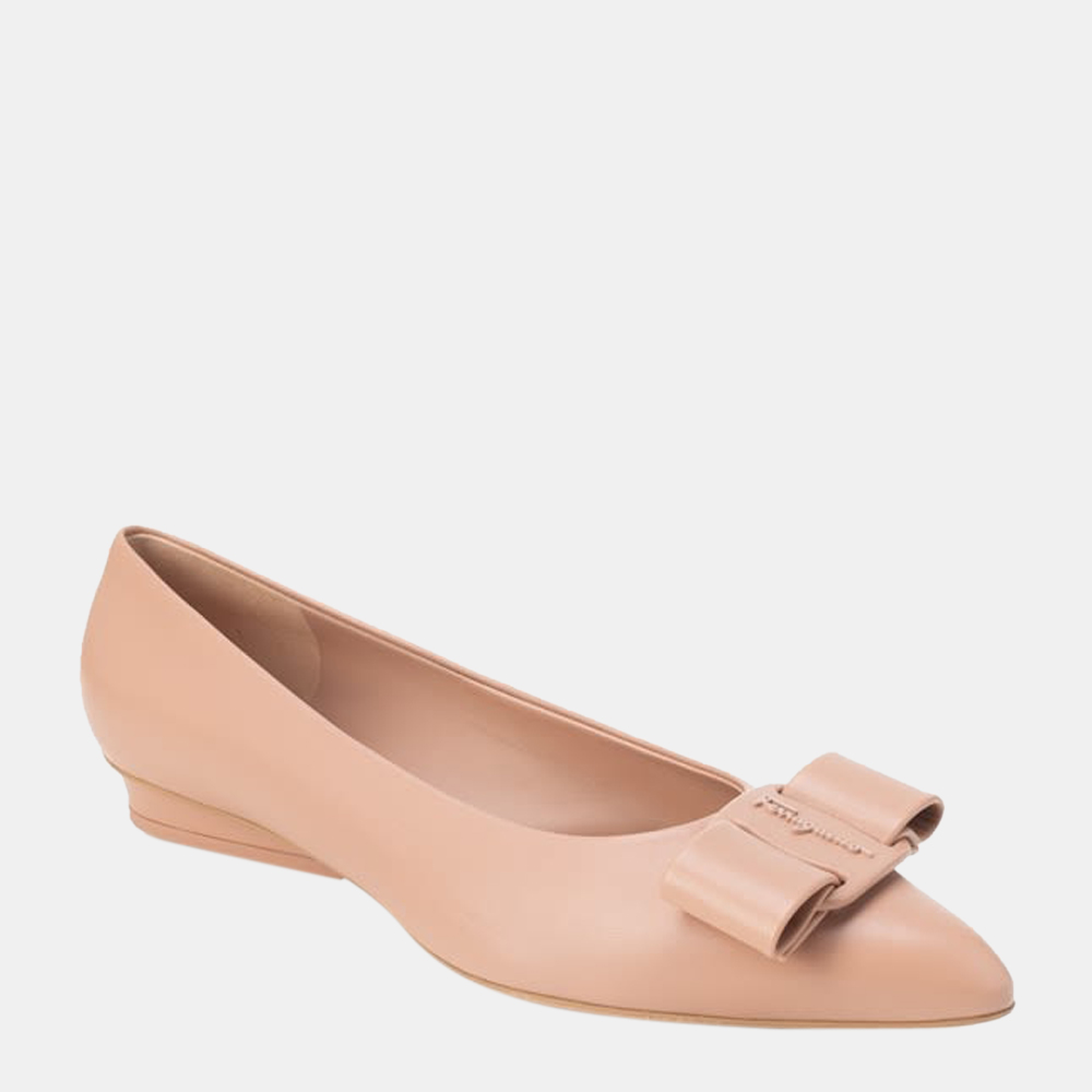 

Salvatore Ferragamo Pink Leather Vara Blow Pumps Size US 8 EU