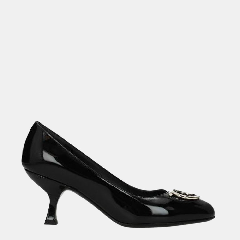

Salvatore Ferragamo Black Patent Leather Serina Pumps Size US 8.5 EU