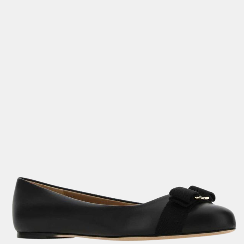 

Salvatore Ferragamo Black Calf Leather Varina Ballet Flats Size US 5.5 EU