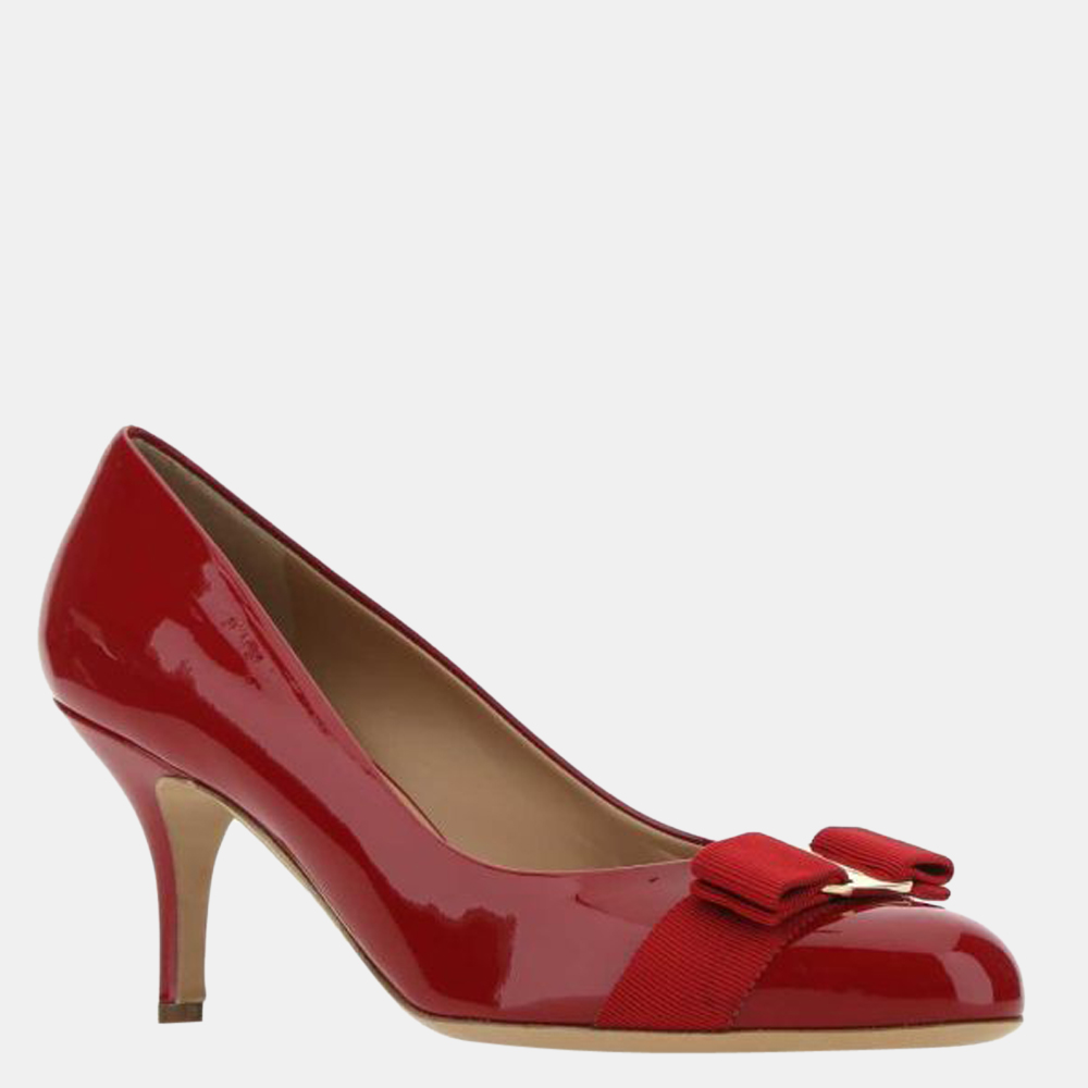 

Salvatore Ferragamo Red Patent Leather Pumps Size US 5.5 EU