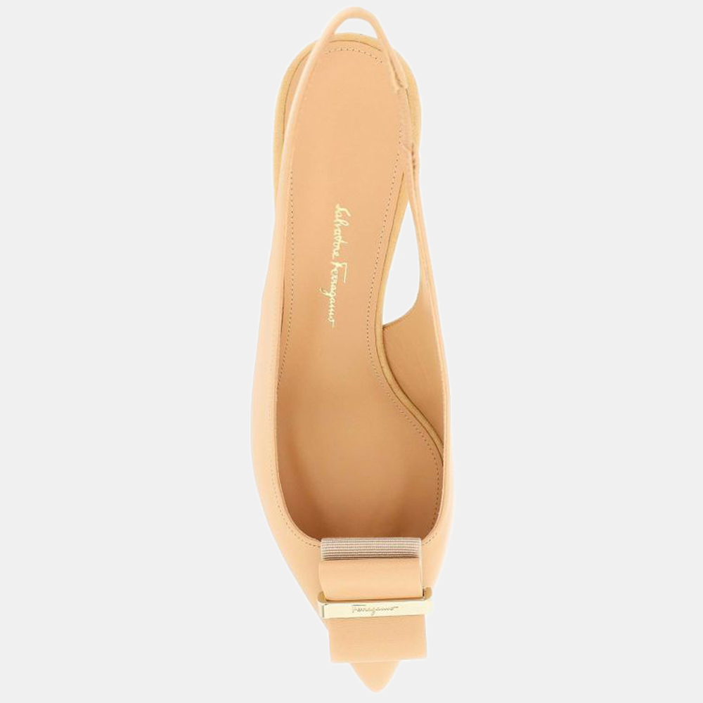 

Salvatore Ferragamo Beige Double Pumps Slingback Pumps Size US 5.5 EU