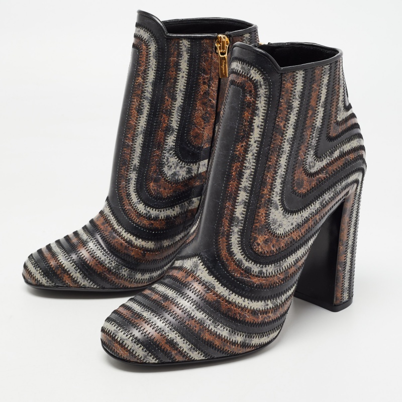 

Salvatore Ferragamo Multicolor Leather Ankle Length Boots Size