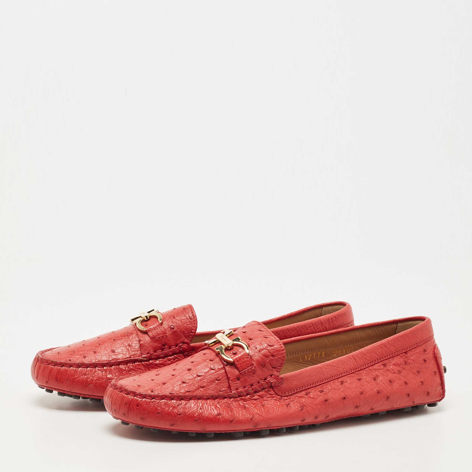 

Salvatore Ferragamo Red Ostrich Saba Loafers Size