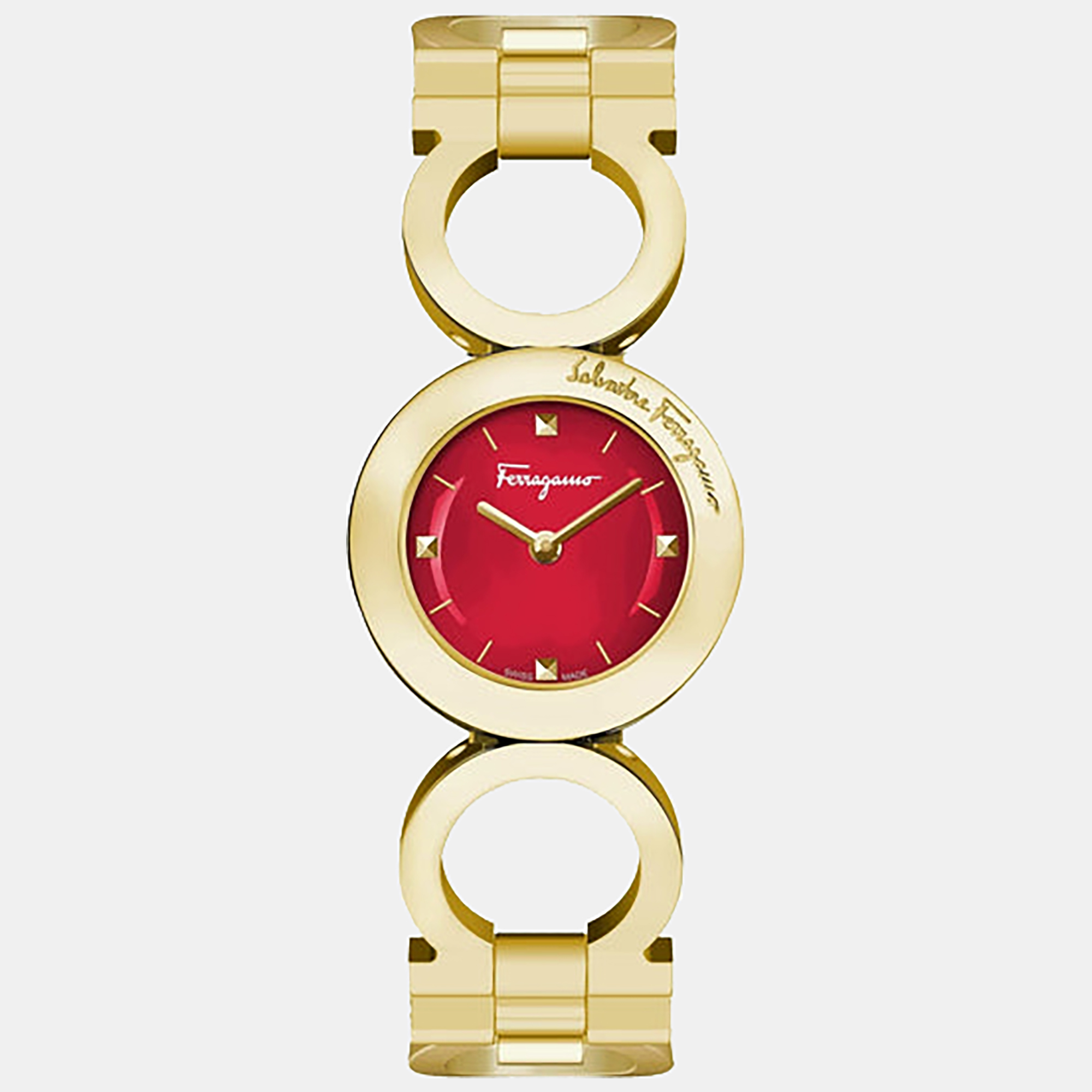Pre-owned Ferragamo Women's Gancino 28mm Quartz Watch Sfya01122 In Red
