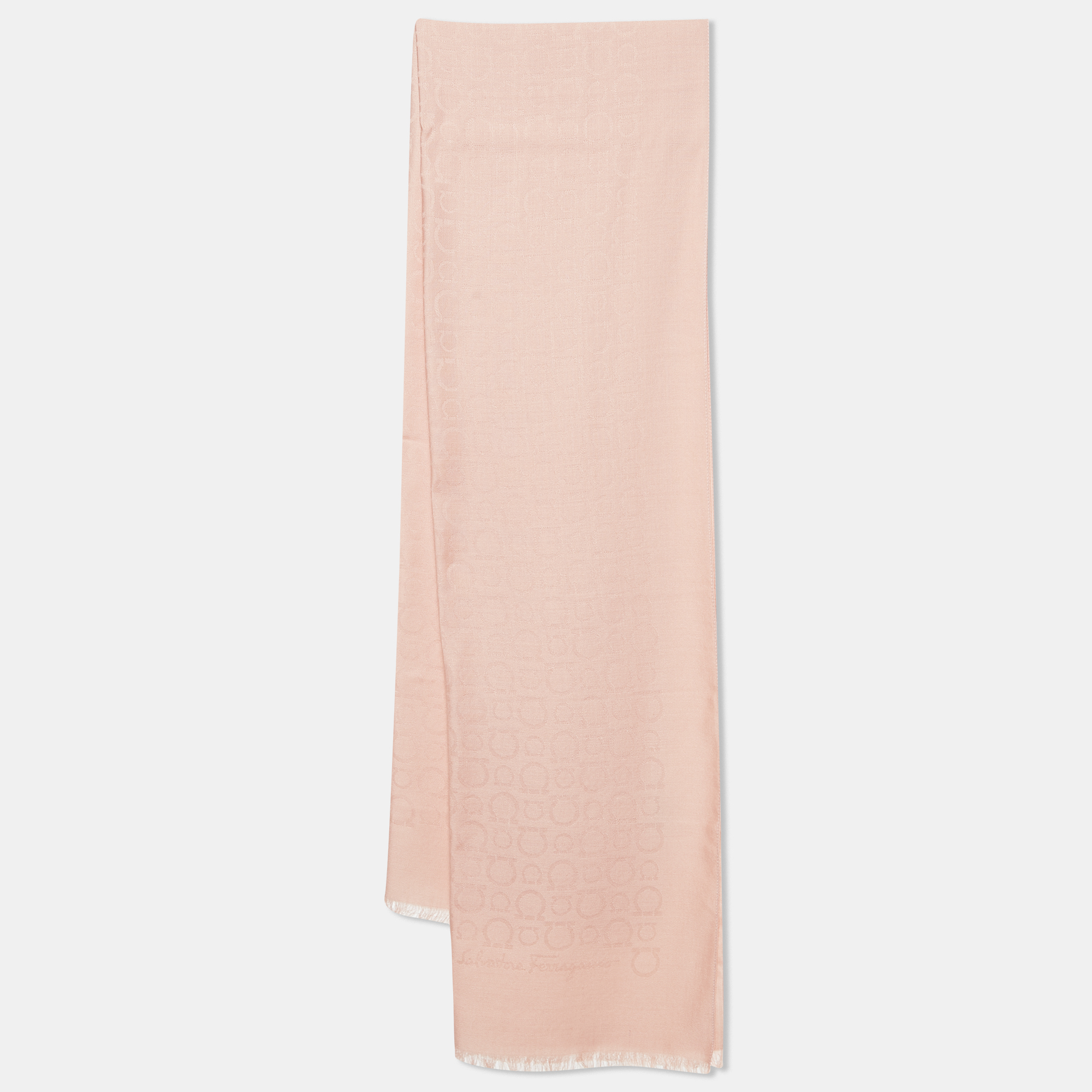 

Salvatore Ferragamo Pink Monogram Wool Blend Scarf