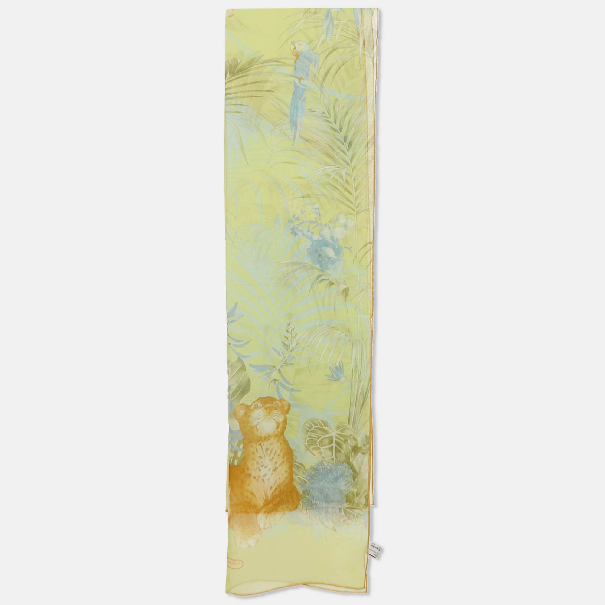 

Salvatore Ferrara Light Green Wildlife Printed Silk Stole