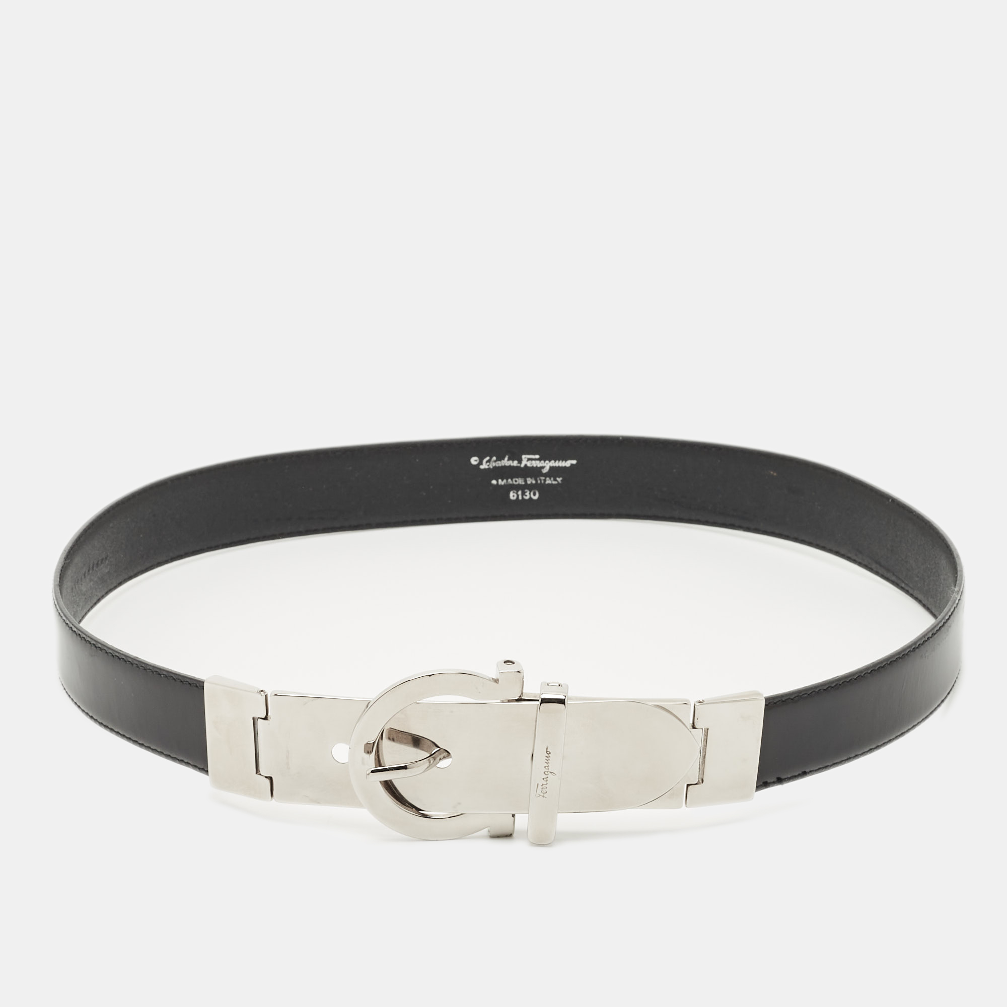 Salvatore Ferragamo Black Leather Buckle Belt