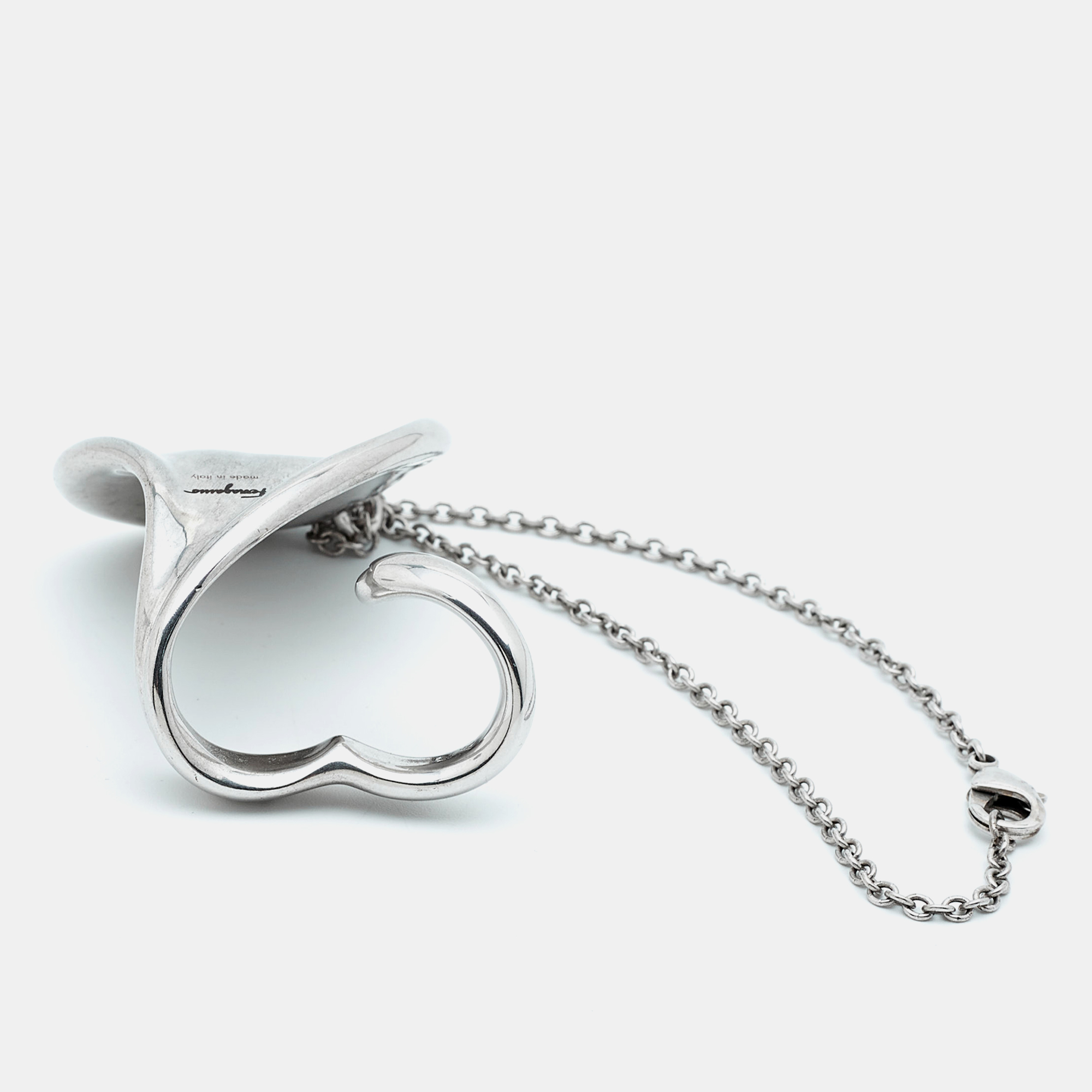 

Salvatore Ferragamo Silver Tone Bracelet Ring Size