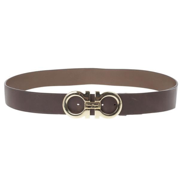 مملوكة مسبقًا Salvatore Ferragamo Black Leather Gancini Buckle Belt 105 CM