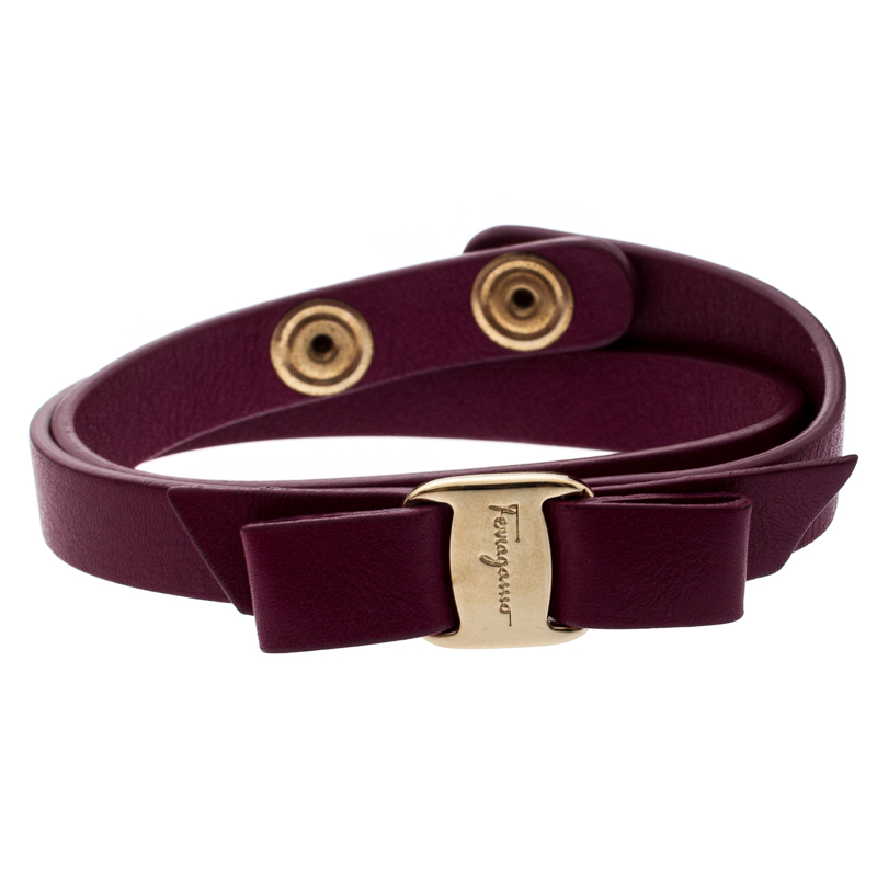 مملوكة مسبقًا سوار سالفاتوري فيراغاموا جلد أوبرجين بفيونكة إلتفاف مزدوج