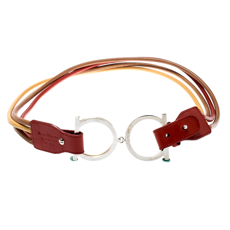 Salvatore Ferragamo Multicolor Leather String Belt 90CM