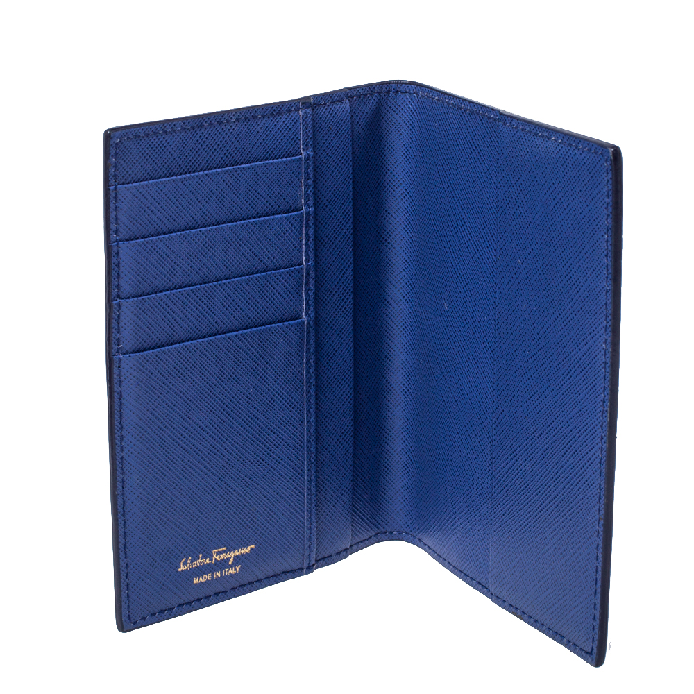 

Salvatore Ferragamo Blue Leather Gancini Icona Passport Holder