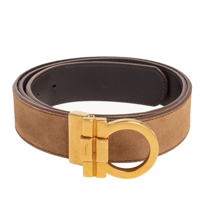 

Salvatore Ferragamo Beige Suede Single Gancio Belt