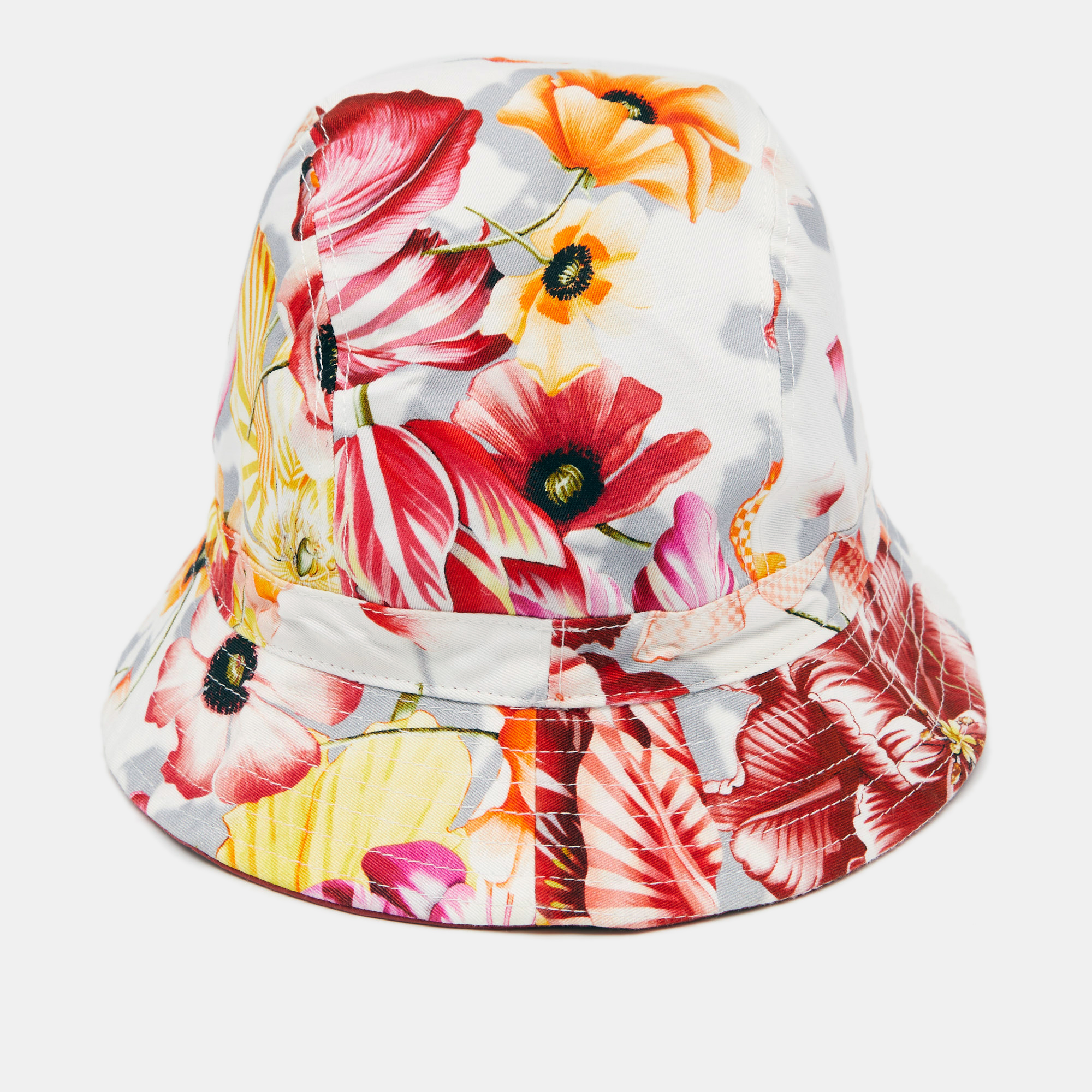 

Salvatore Ferragamo Multicolor Floral Print Cotton Bucket Hat Size