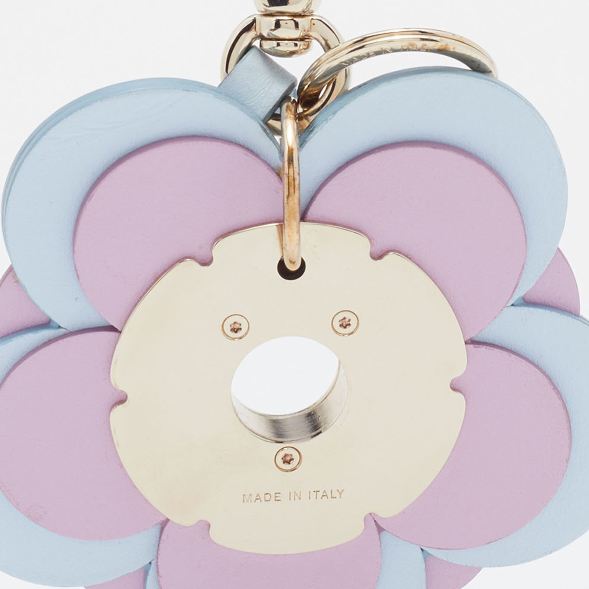 

Salvatore Ferragamo Light Blue/Pink Leather Flower Bag Charm