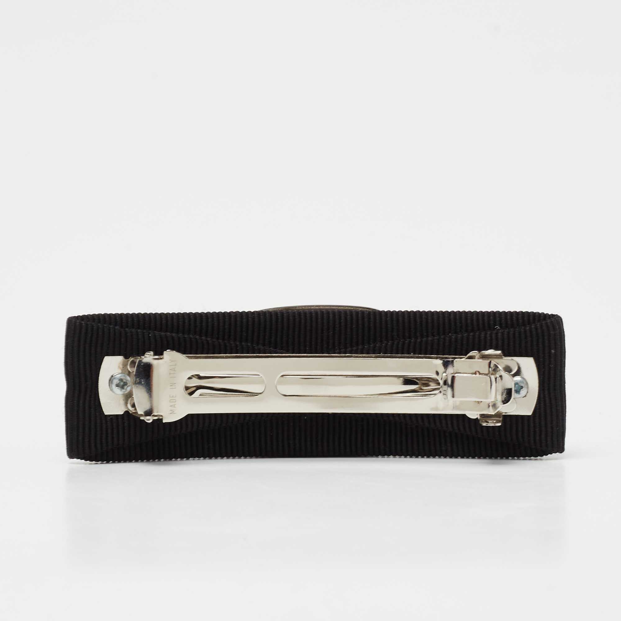 

Salvatore Ferragamo Black Vara Bow Crystal Hair Clip