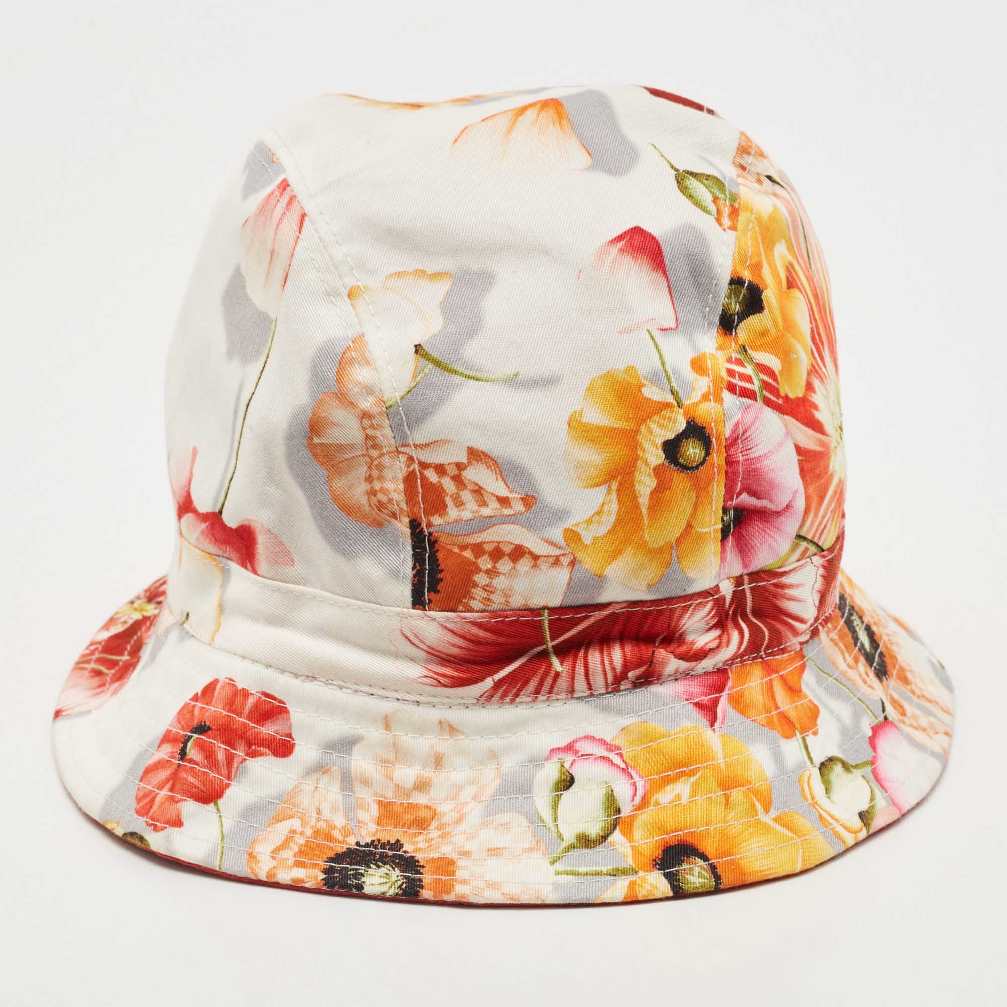 

Salvatore Ferragamo Multicolor Floral Print Cotton Bucket Hat