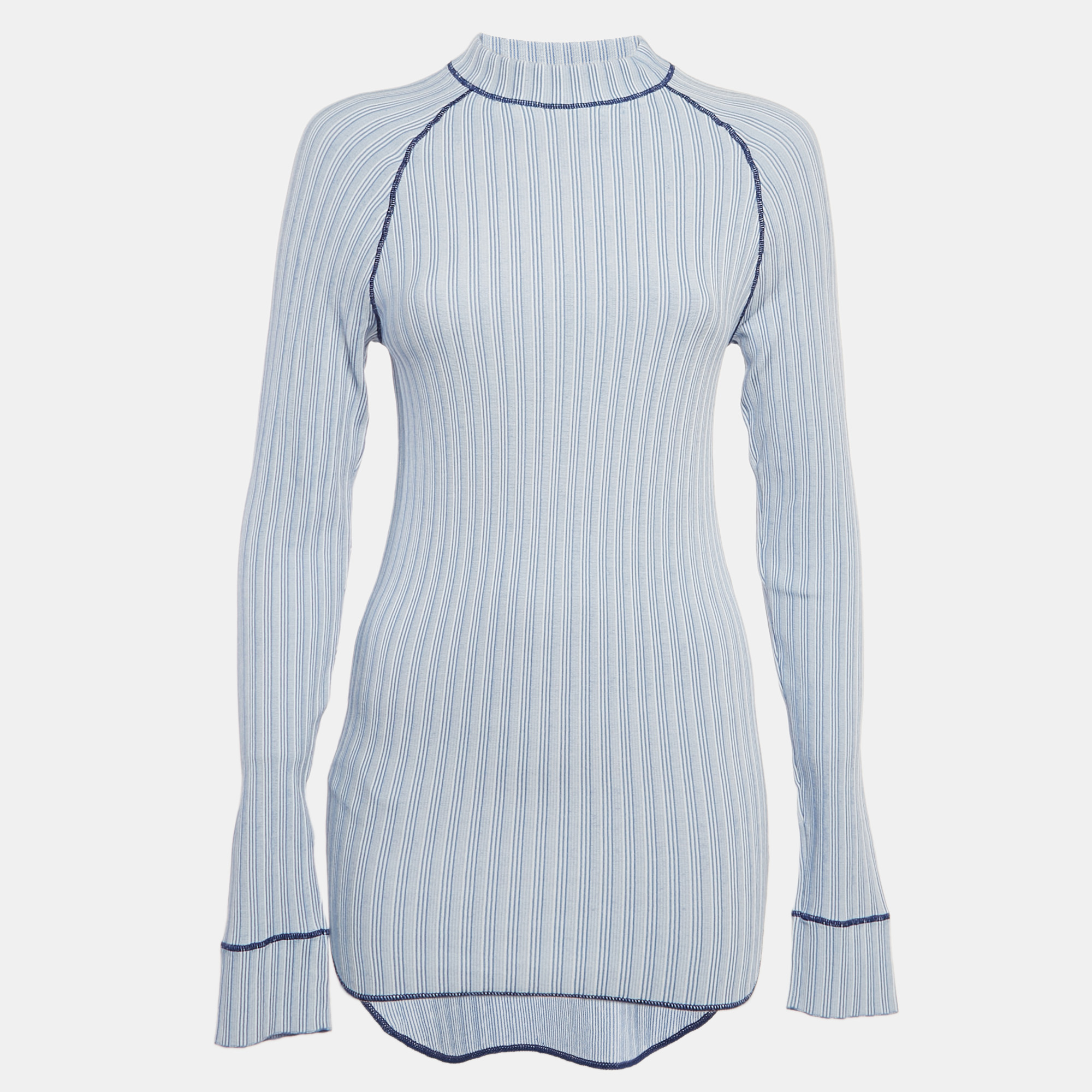 

Salvatore Ferragamo Blue Stripe Knit Long Sleeve Sweatshirt