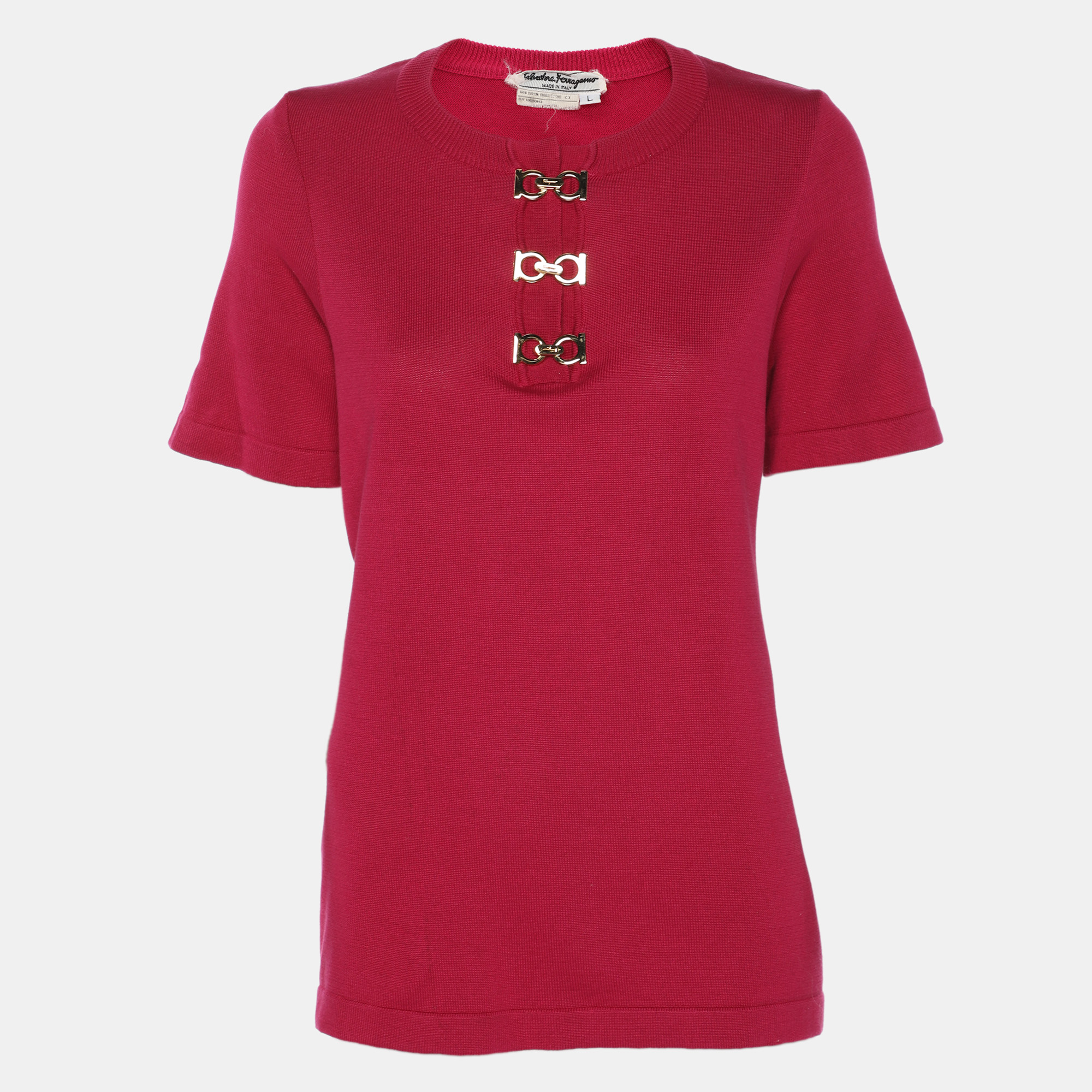 

Salvatore Ferragamo Pink Cotton Knit Top L