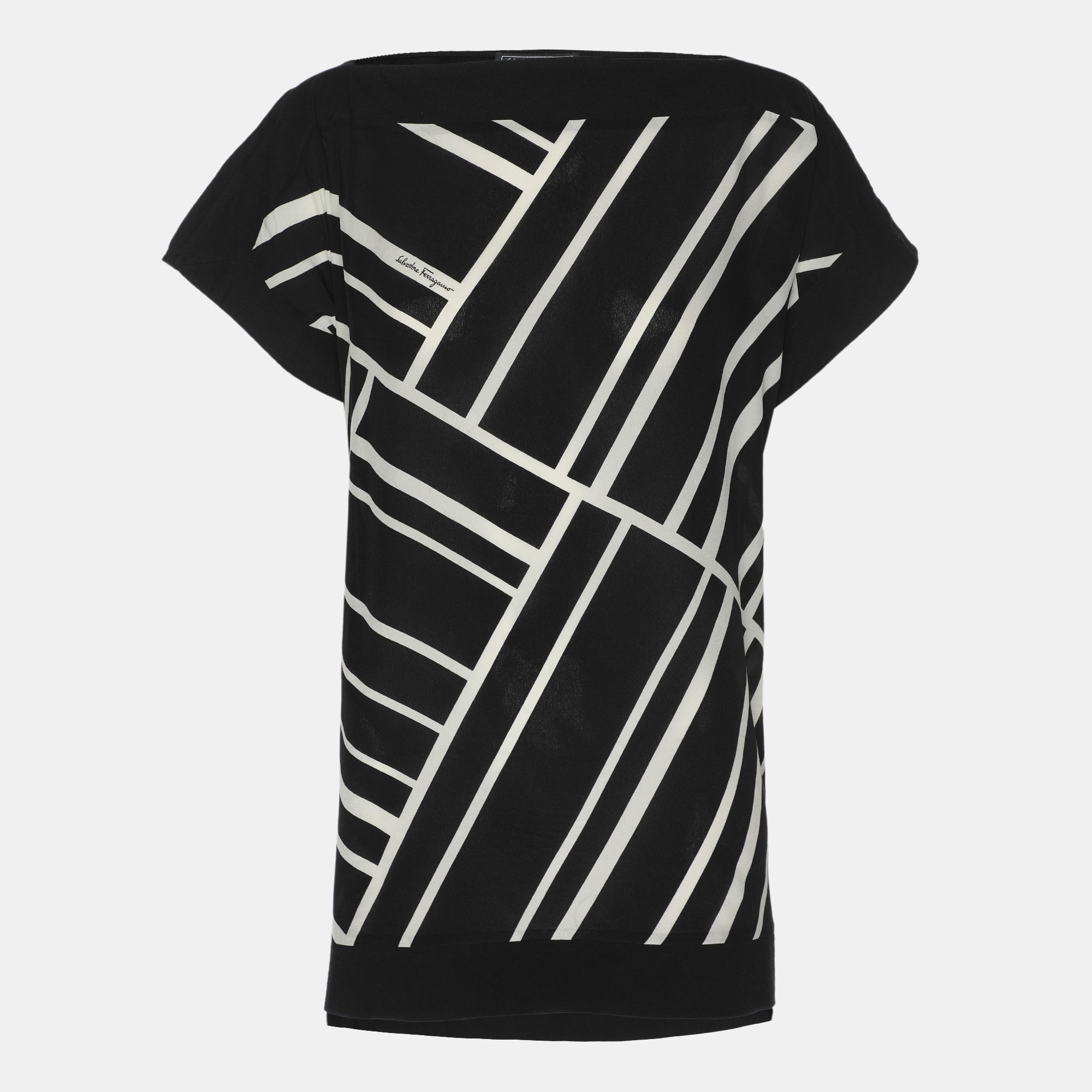

Salvatore Ferragamo Black Printed Cotton Tunic L
