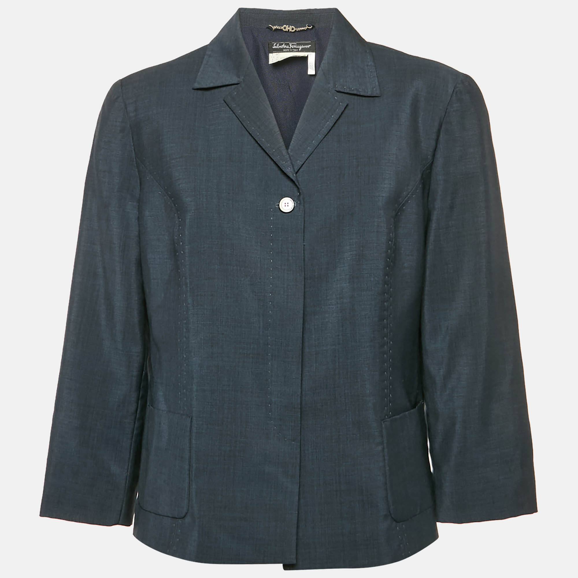

Salvatore Ferragamo Vintage Navy Blue Wool Blazer XL