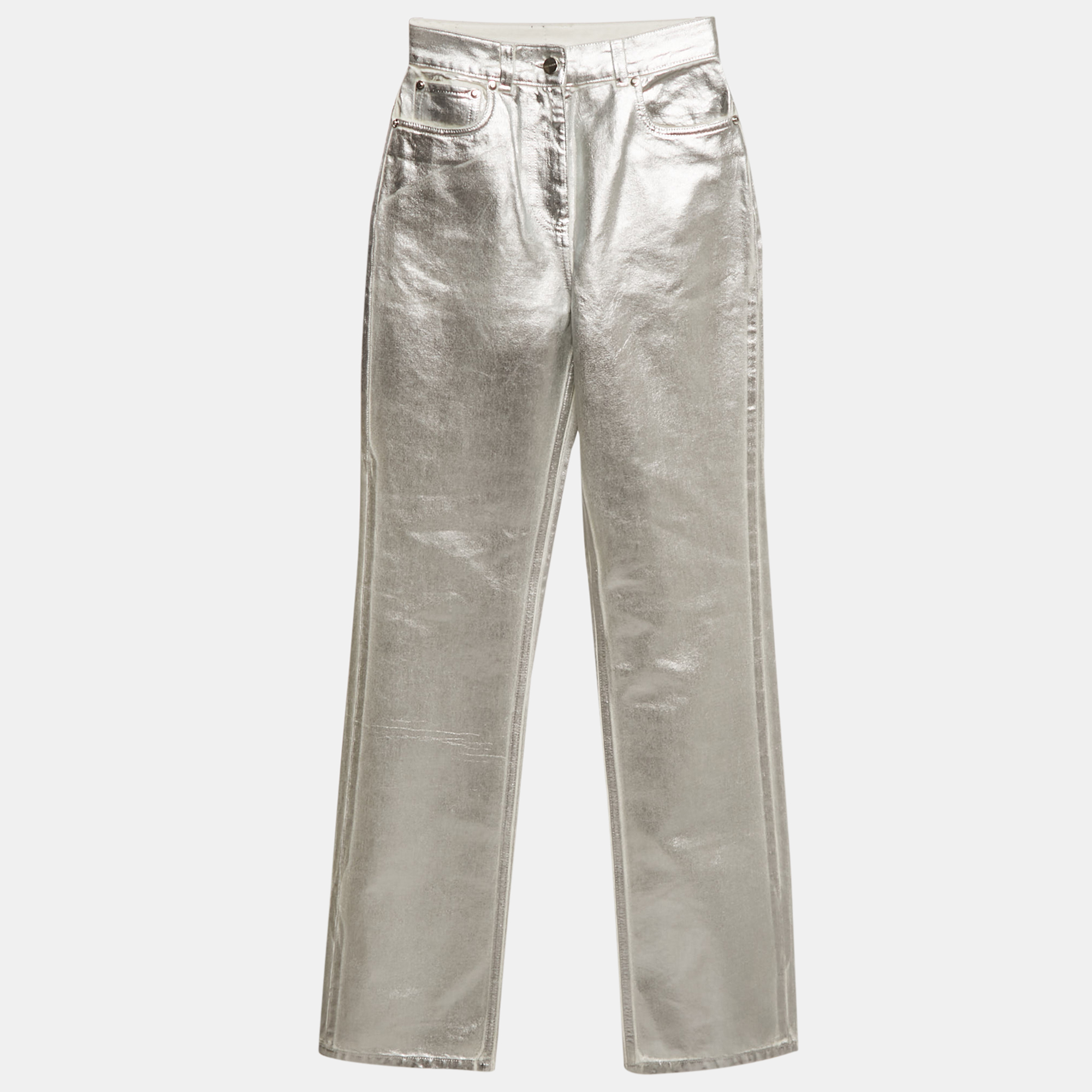 

Salvatore Ferragamo Silver Denim Jeans S Waist 25"
