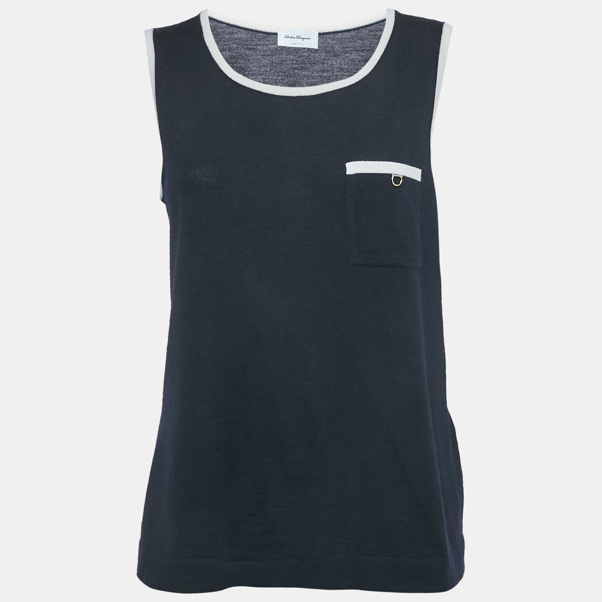 

Salvatore Ferragamo Navy Blue Wool Tank Top L