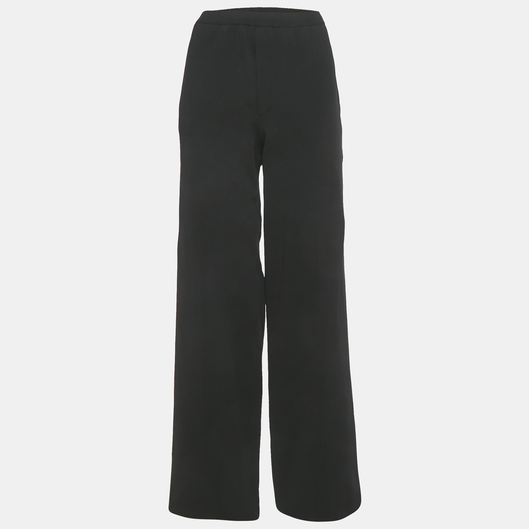 Pre-owned Ferragamo Black Jersey Stretch Waist Wide Leg Trousers M