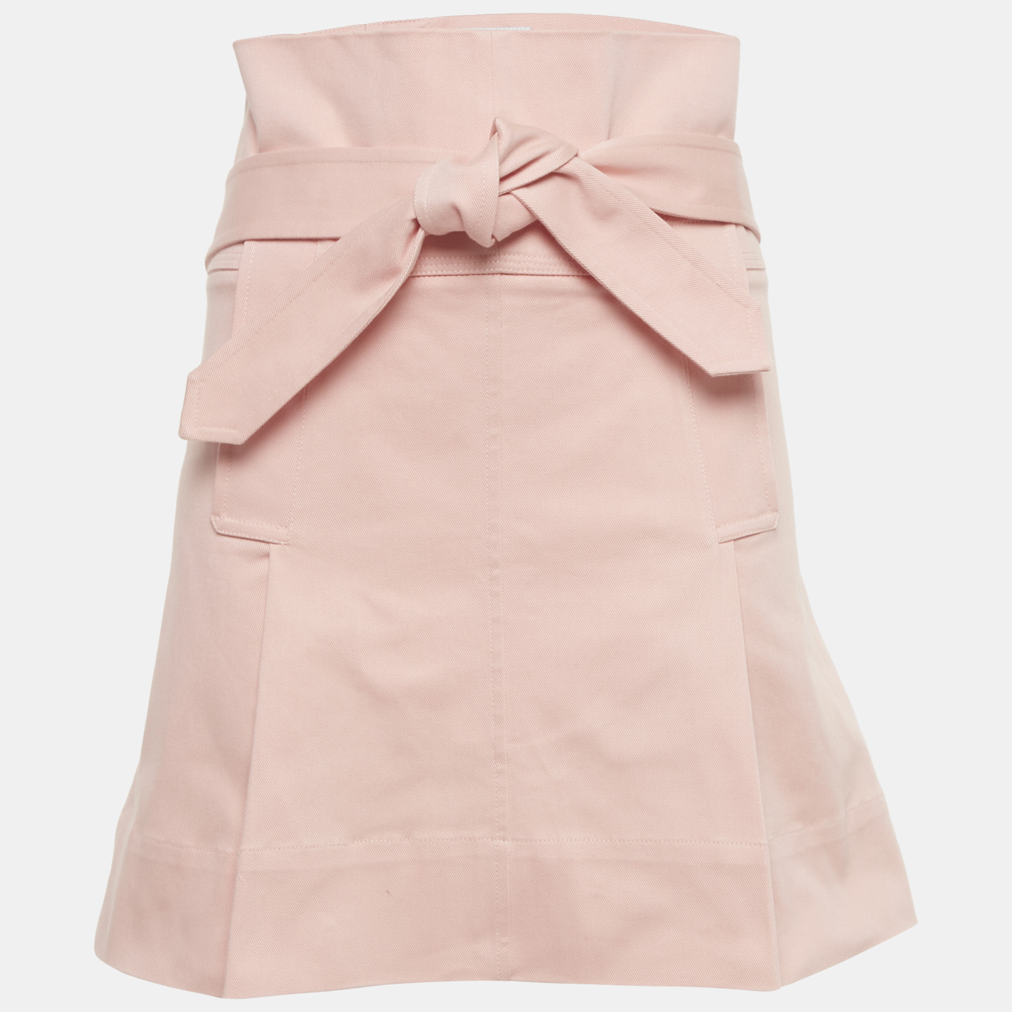 Salvatore Ferragamo Pink Cotton Belted Mini Skirt M