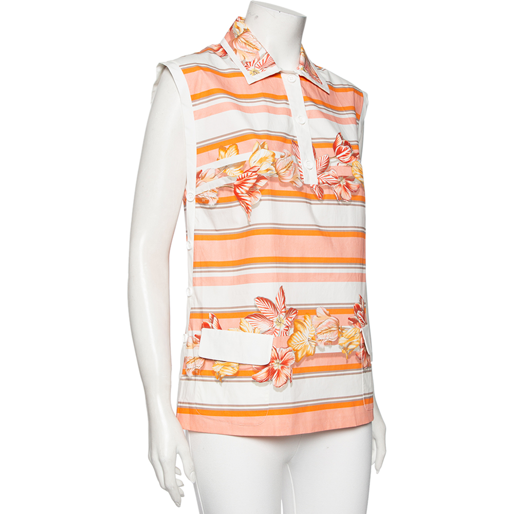 

Salvatore Ferragamo Multicolor Printed Cotton Sleeveless Shirt