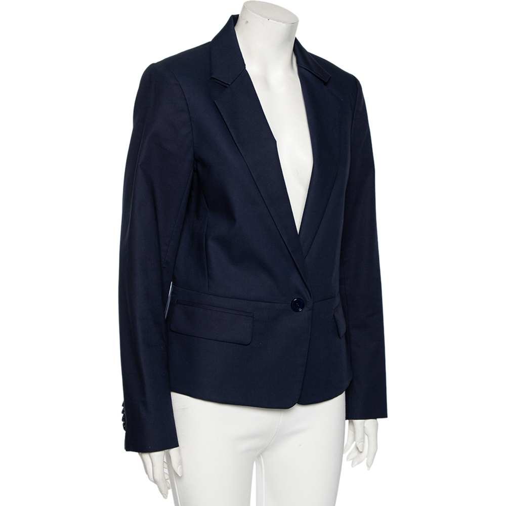 

Salvatore Ferragamo Navy Blue Cotton Single Breasted Blazer