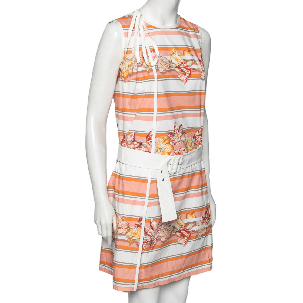 

Salvatore Ferragamo Multicolor Printed Cotton Belted Wrap Dress