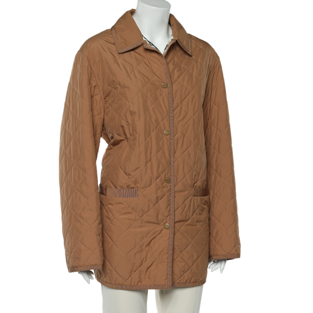 

Salvatore Ferragamo Brown Quilted Button Front Jacket