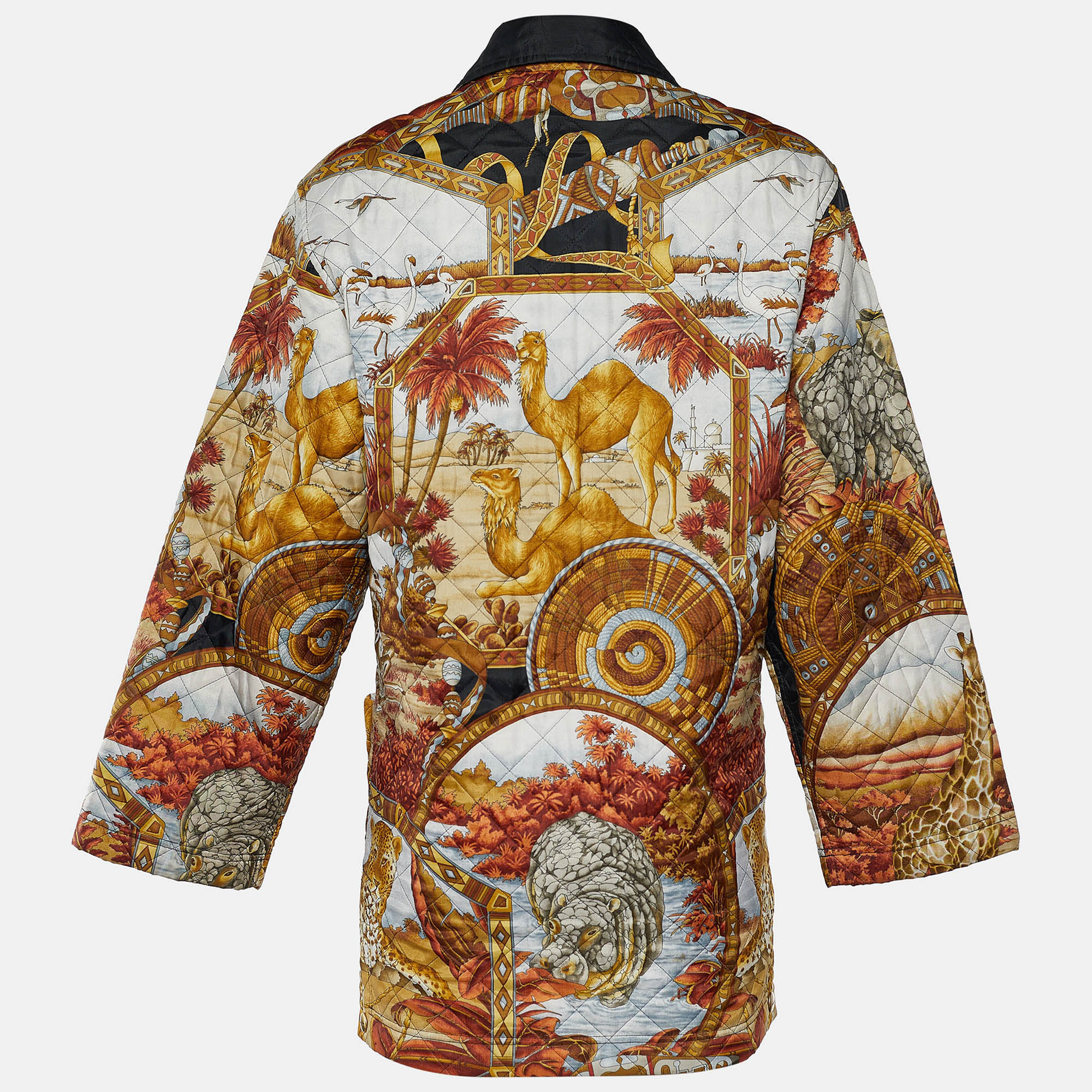 

Salvatore Ferragamo Multicolor Printed Quilted Fabric Snap Button Jacket