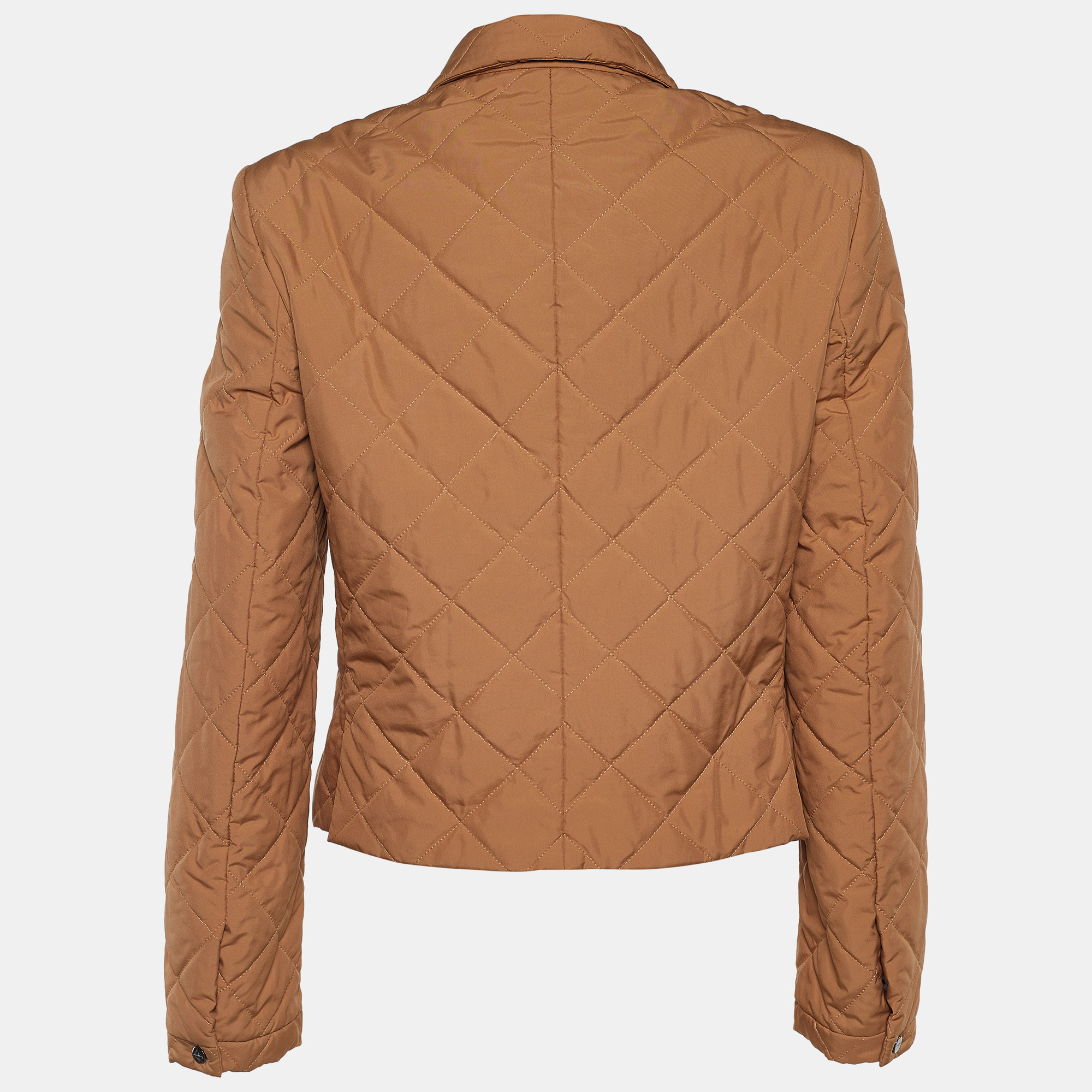 

Salvatore Ferragamo Beige Quilted Nylon Button Front Jacket