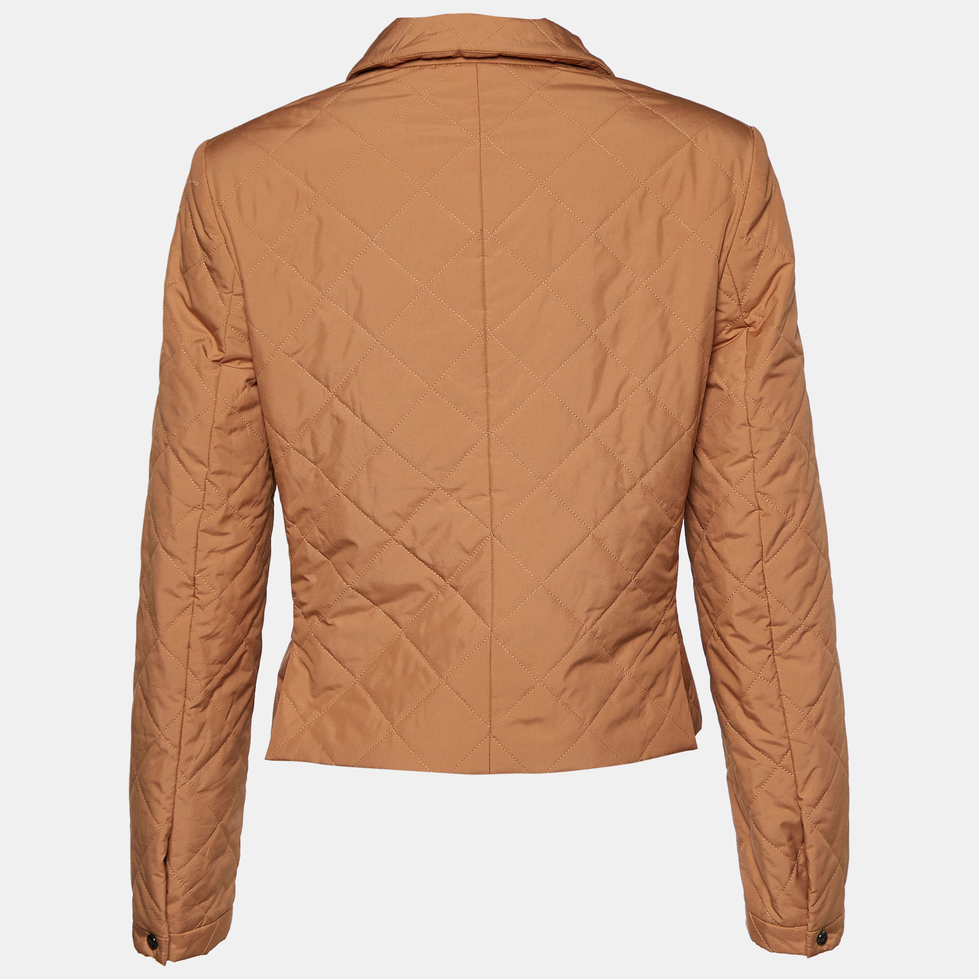 

Salvatore Ferragamo Tan Brown Quilted Button Front Jacket
