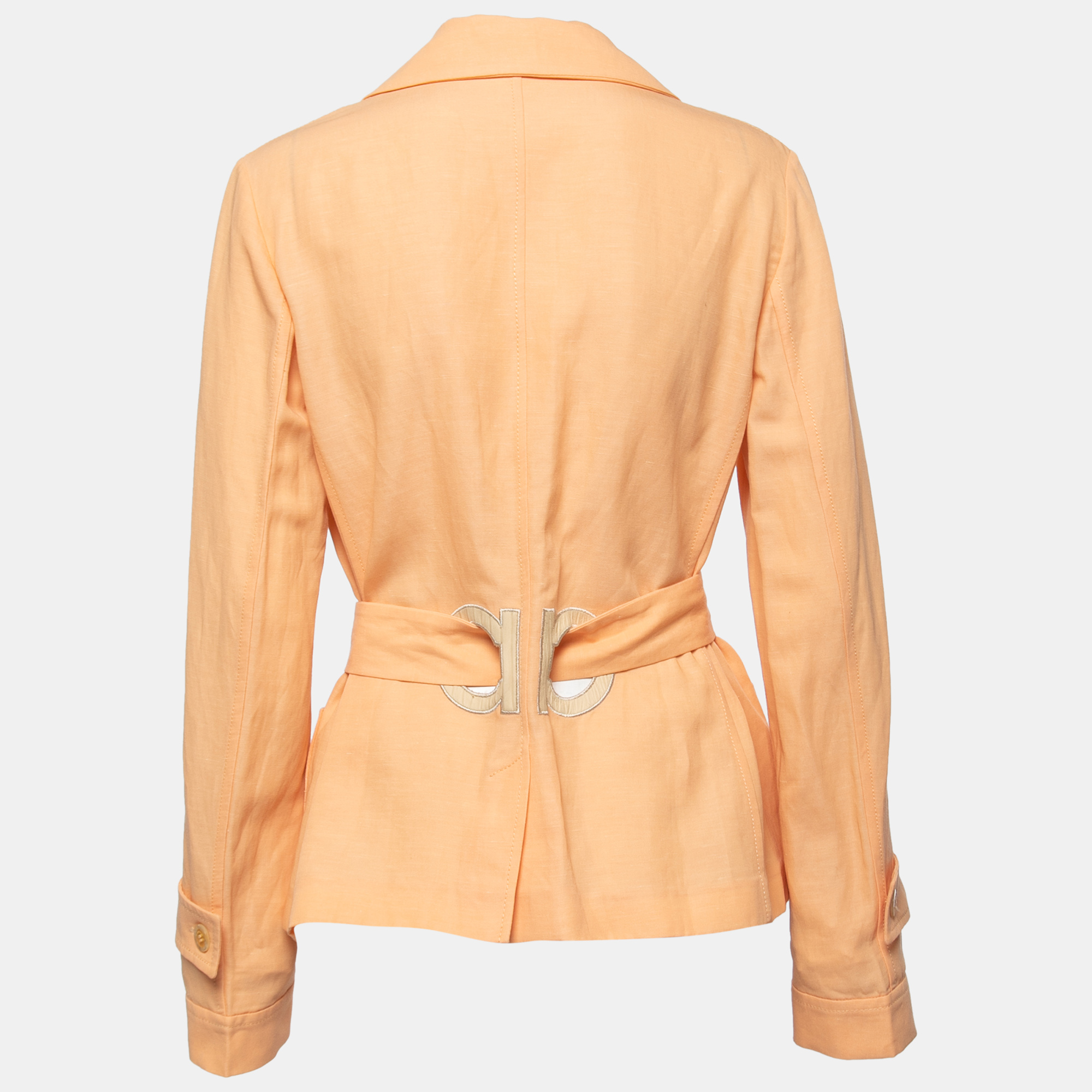 

Salvatore Ferragamo Orange Wool & Linen Belted Blazer