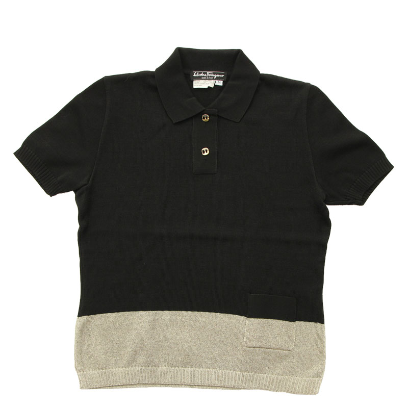 Salvatore Ferragamo Black Color Block Knit Top M
