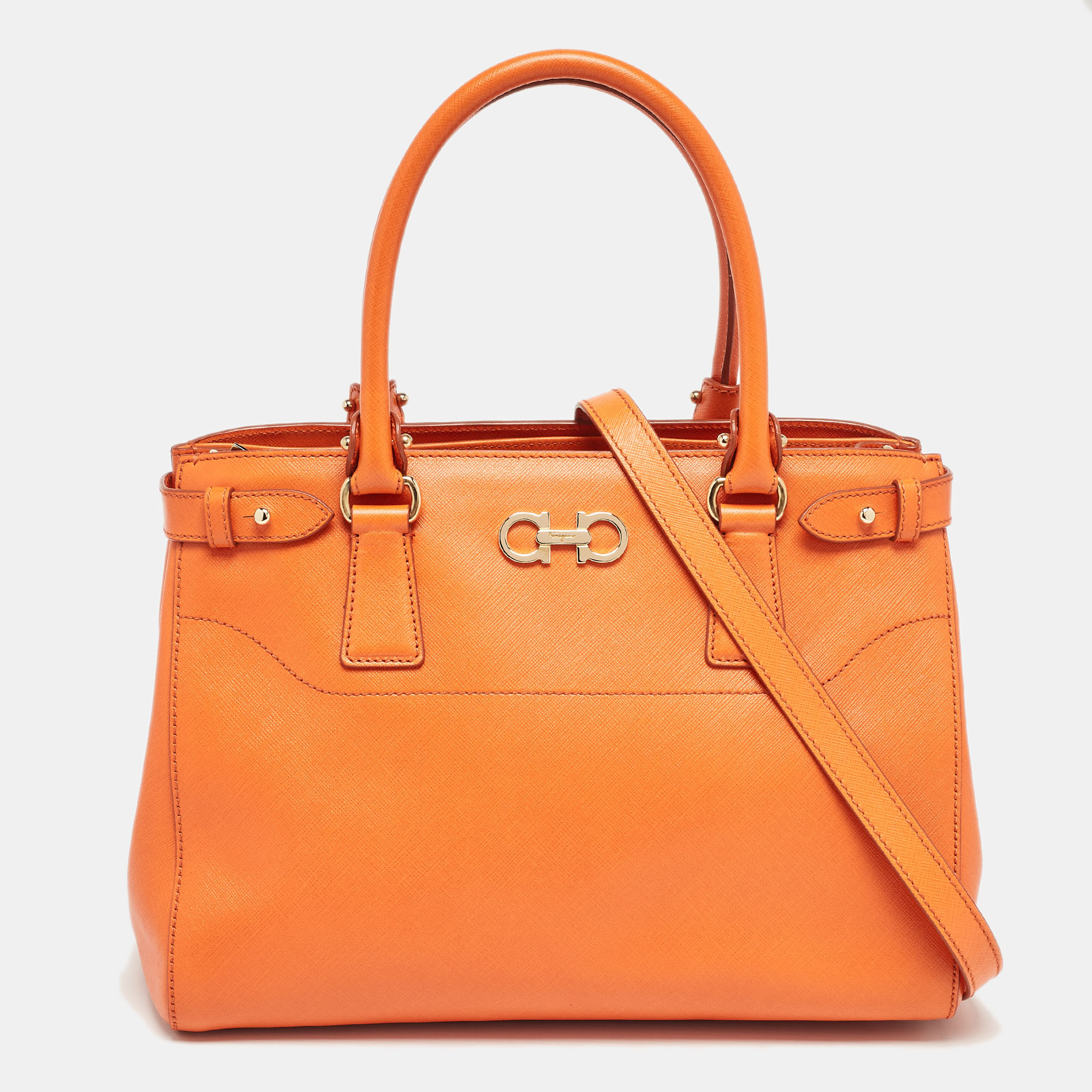 

Salvatore Ferragamo Orange Leather Beky Tote