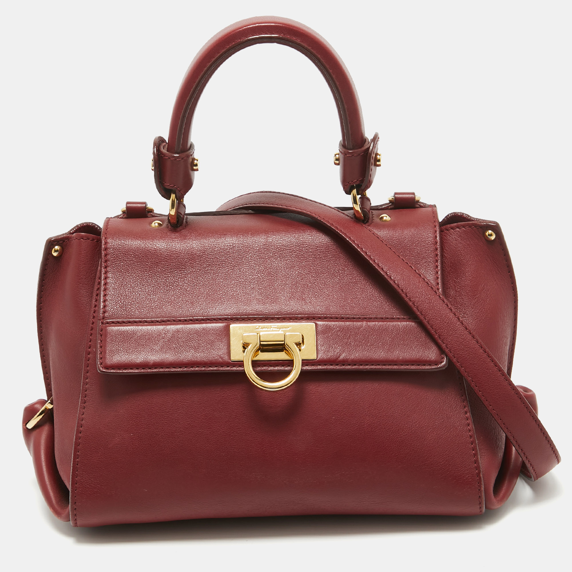 

Salvatore Ferragamo Burgundy Leather  Sofia Top Handle Bag