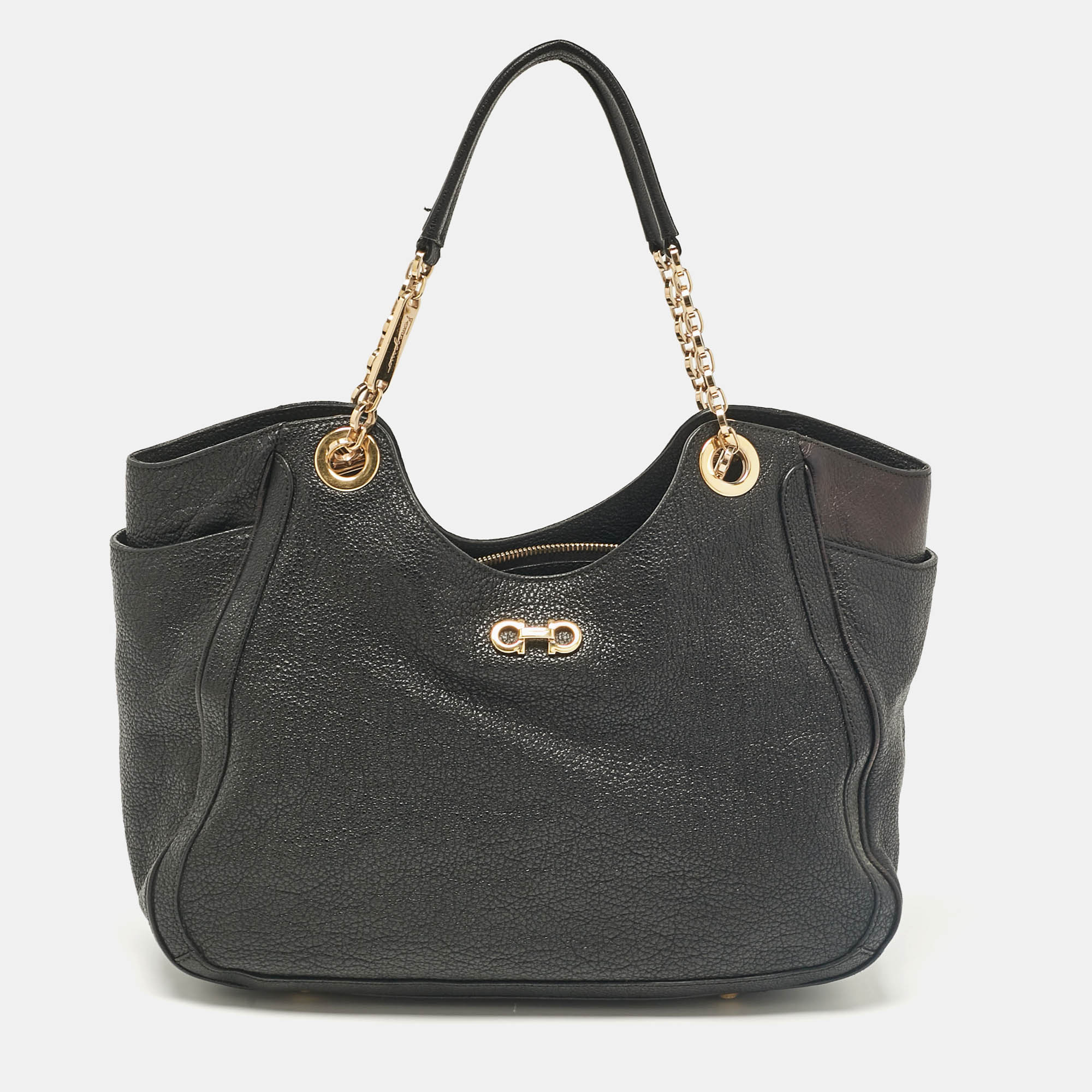 

Salvatore Ferragamo Black Leather Betulla Tote