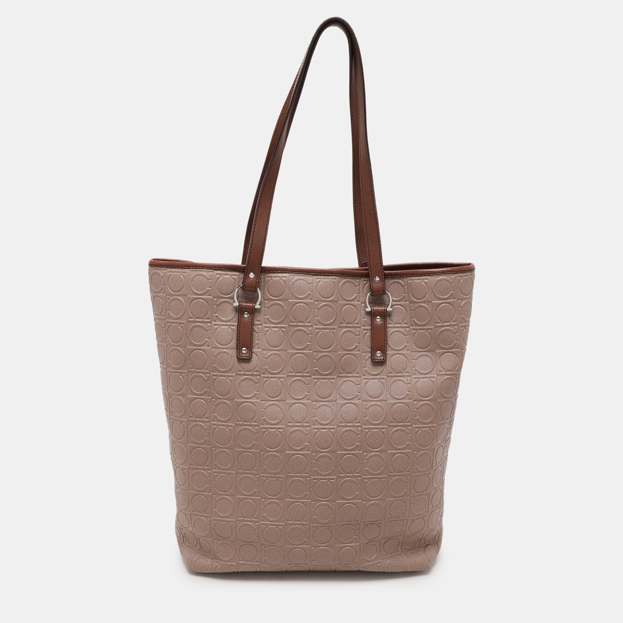 

Salvatore Ferragamo Beige Monogram Leather Tote