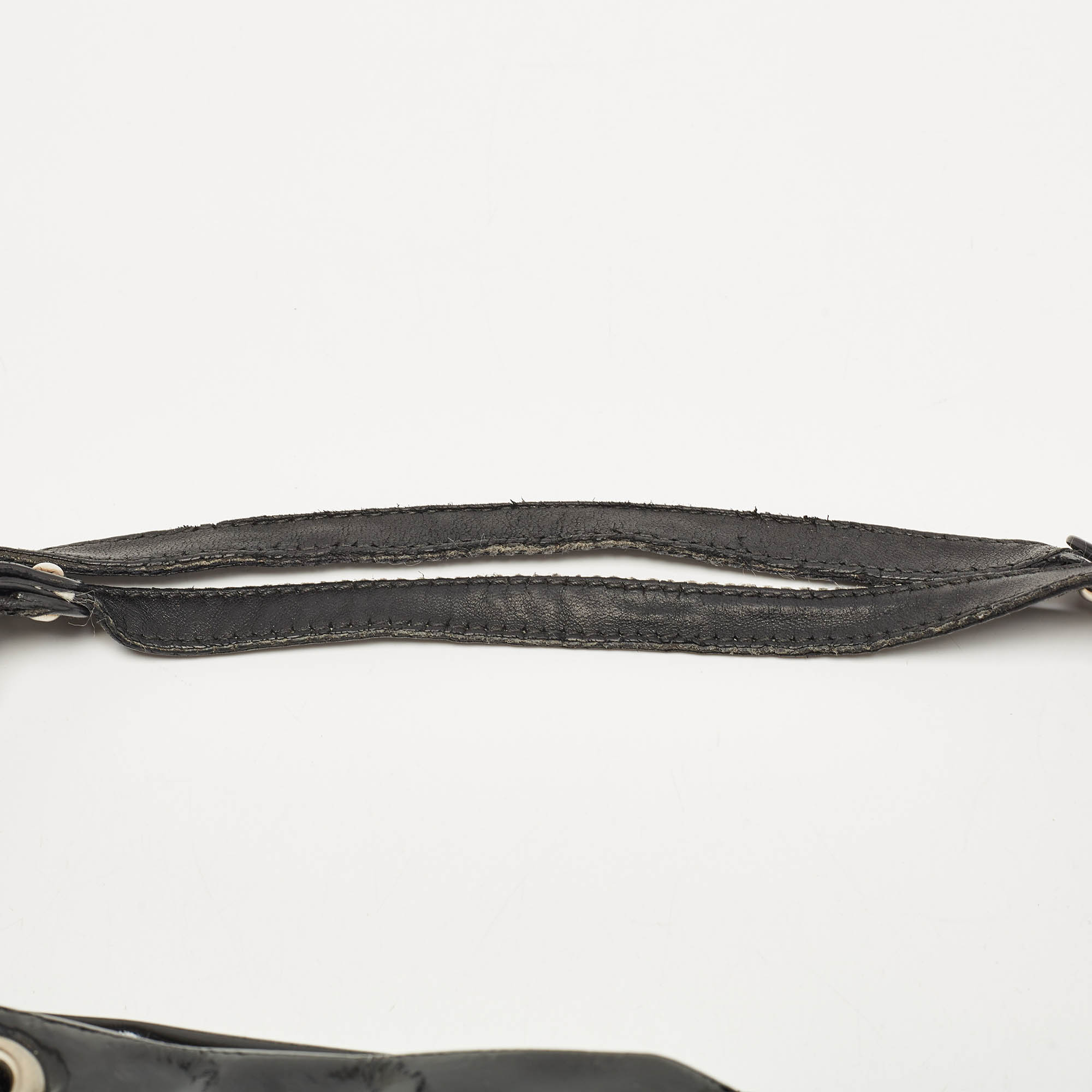 Salvatore Ferragamo Black Patent and Leather Bow Chain Tote 
