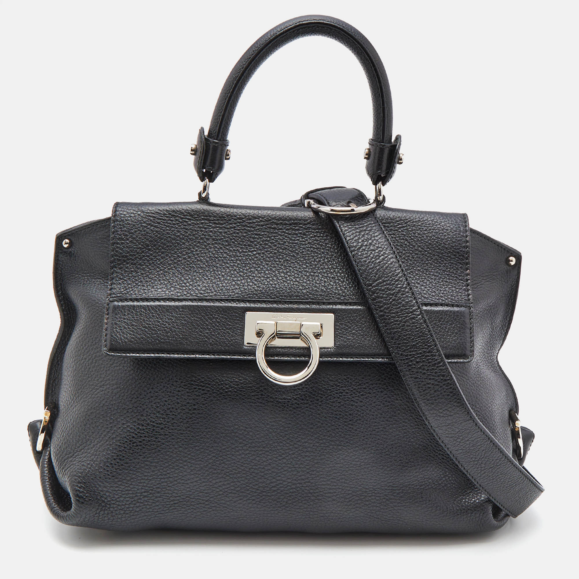 

Salvatore Ferragamo Black Leather  Sofia Top Handle Bag