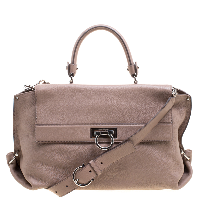 Pre Owned Salvatore Ferragamo Beige Leather Medium Sofia Satchel