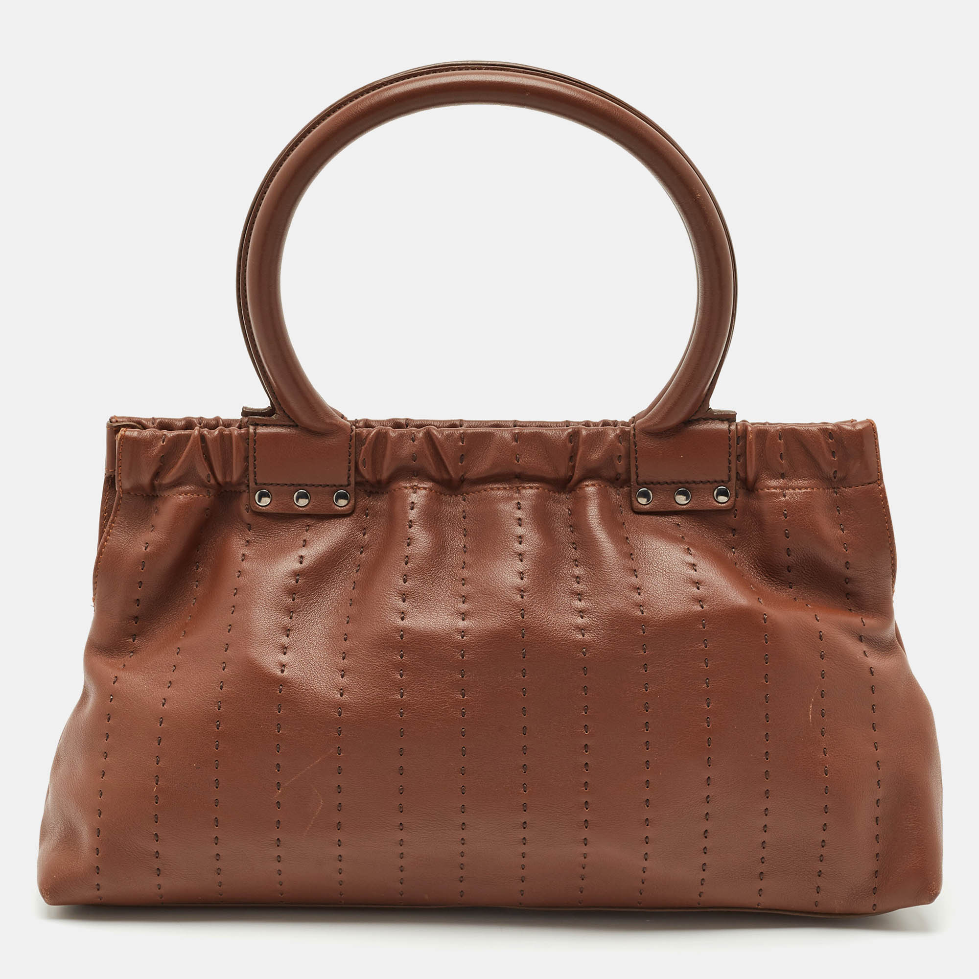 

Salvatore Ferragamo Brown Leather Stitched Tote