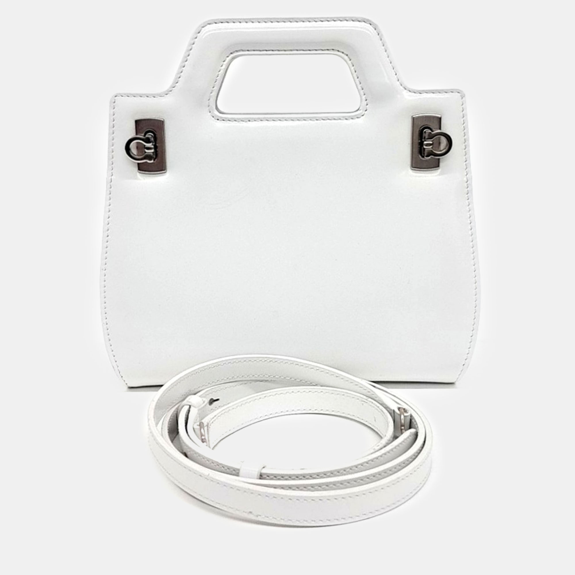 

Salvatore Ferragamo White Leather Wanda Mini Tote